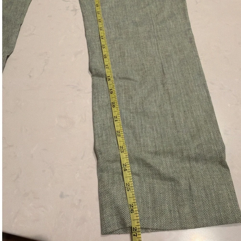 Banana Republic Trousers 29 Sage Green Herringbone Linen Tailored Fit Luxury